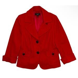 Talbots The Grace Fit Womens Size 6 Red Knit 100% Wool Jacket Blazer Business